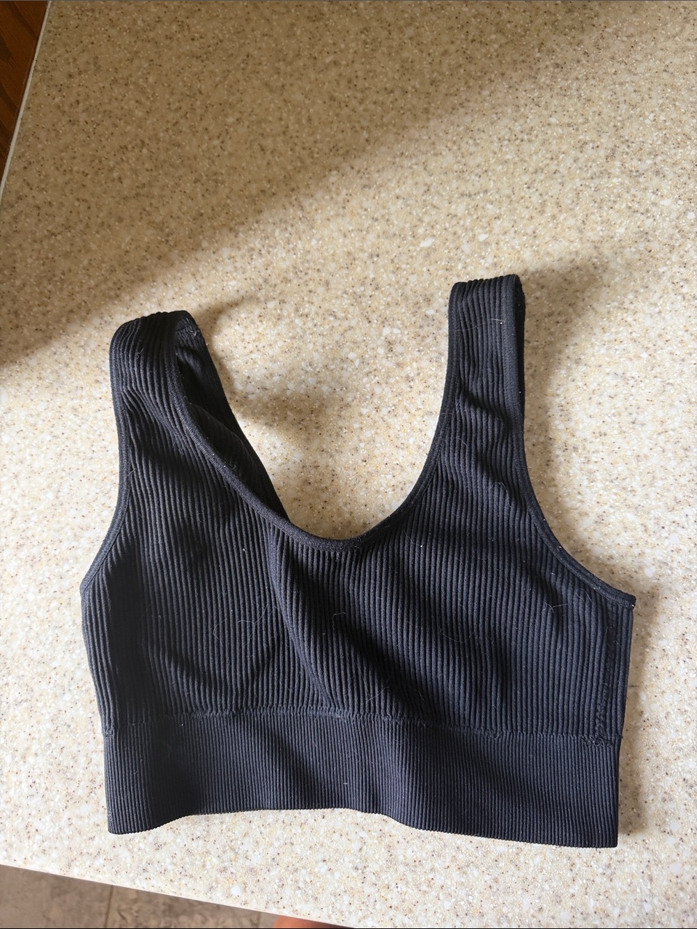 aerie Black Ribbed Scoop-Neck Sports Bralette